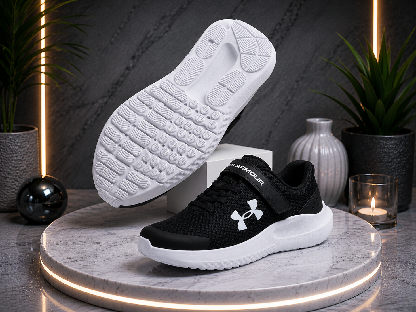 Under Armour UA BPS Surge 4 AC Baskets Running Enfant – Noir