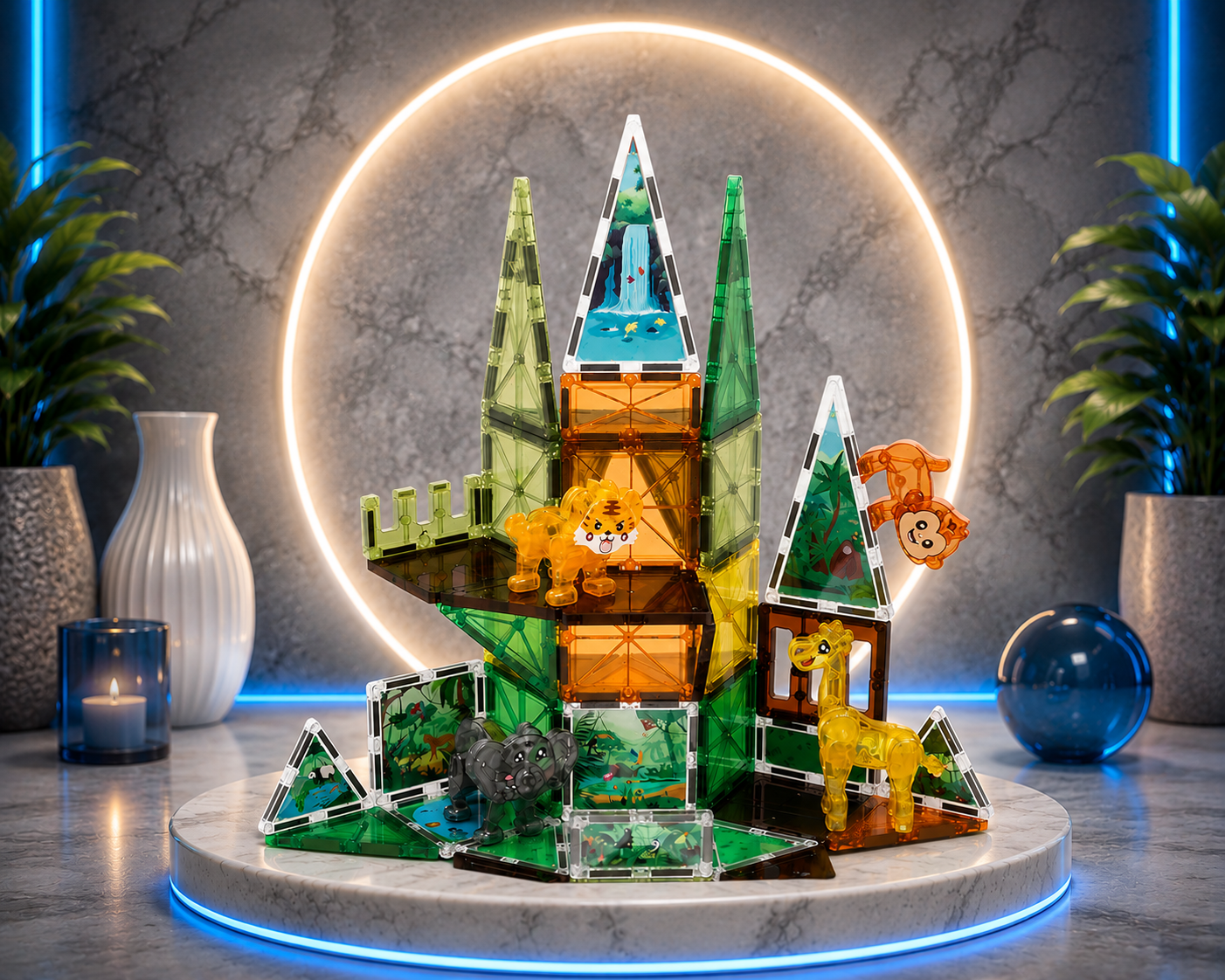 Construction Magnétique Enfant 50 PCS – Animaux Jungle