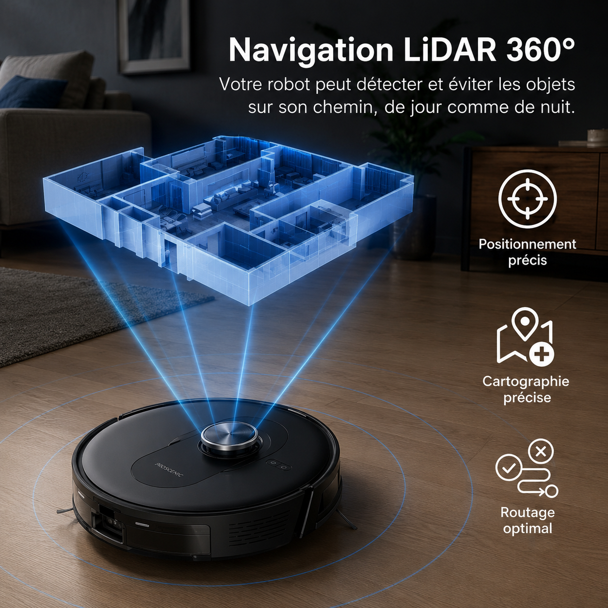 Robot Aspirateur Laveur Intelligent avec Station Auto-Vidage