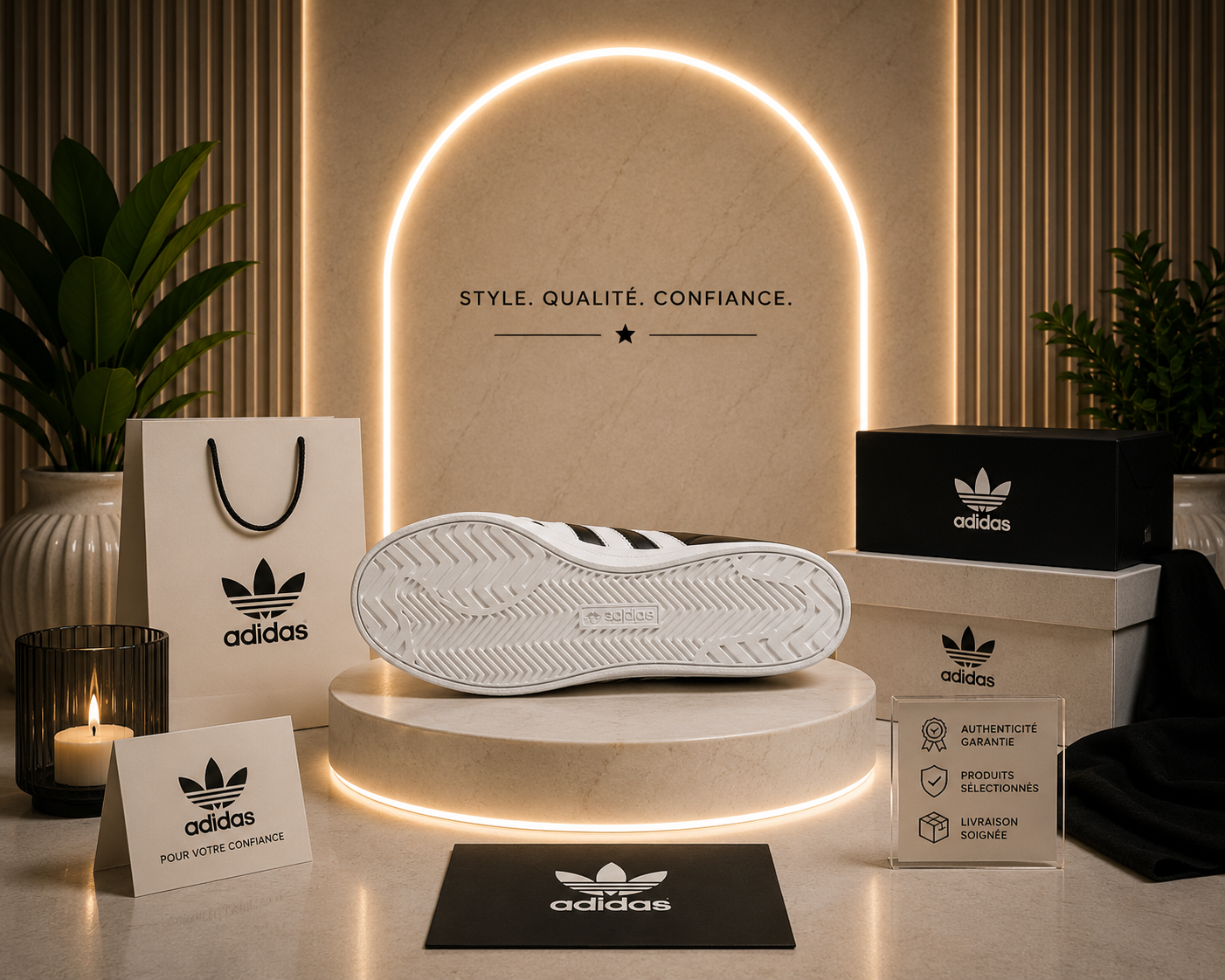 Adidas Court Platform Noir & Blanc