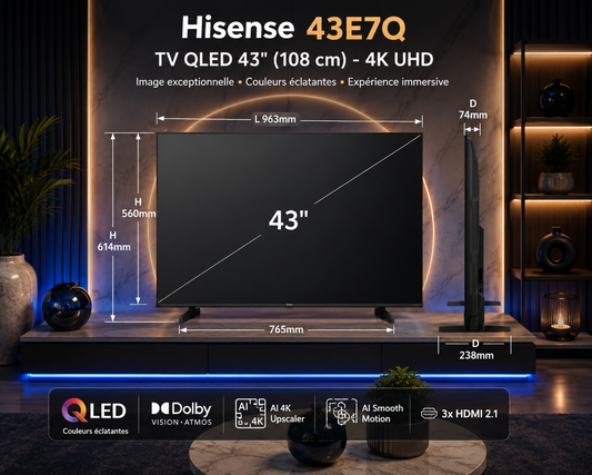 TV Hisense 43E7Q QLED 43" 4K UHD
