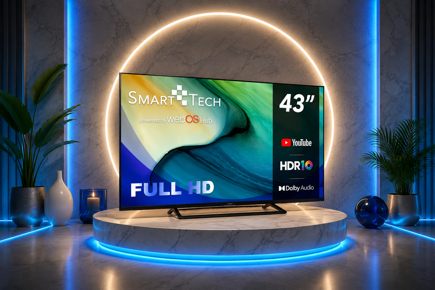 Smart Tech TV LED 43" Full HD – Smart TV webOS Hub HDR10