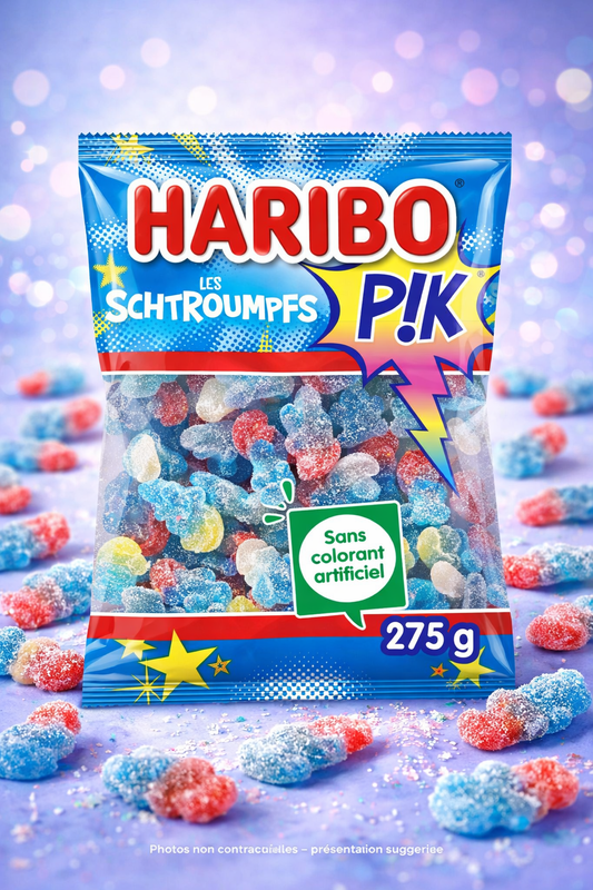 Haribo Schtroumpfs P!K – Bonbons Acidulés  (275g)