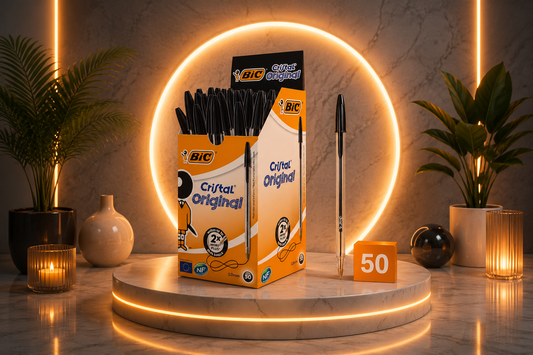 BIC Cristal Original – Boîte de 50 Stylos à Bille Noir – Pointe Moyenne 1,0 mm