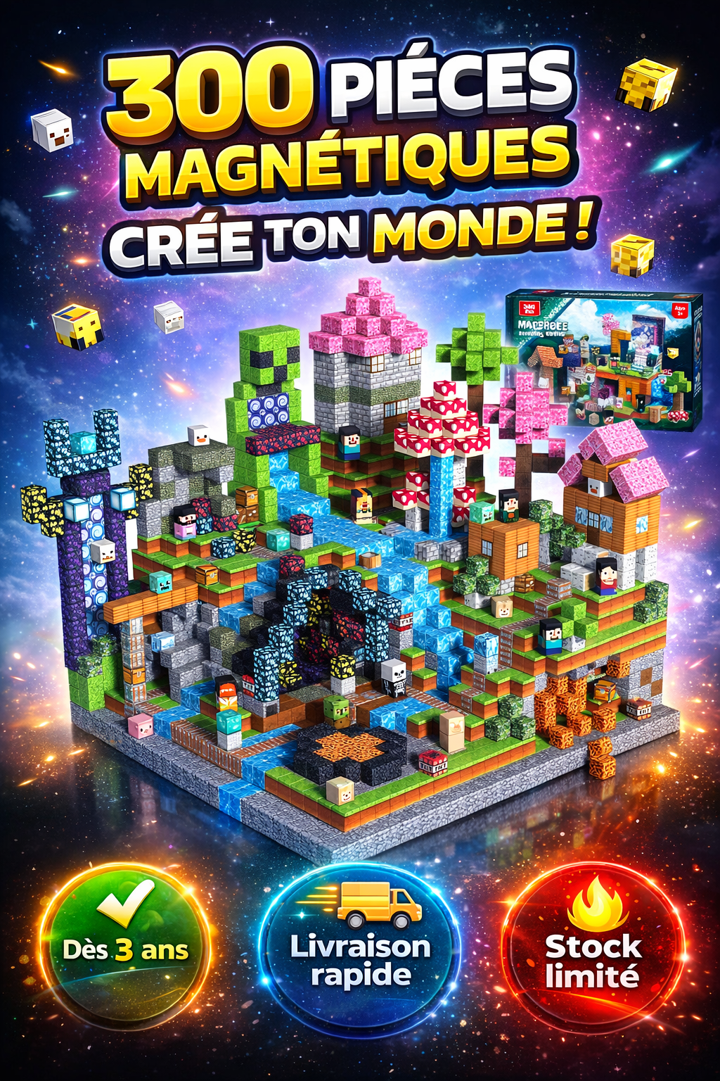 Construction Magnétique Enfant – 300 Pièces