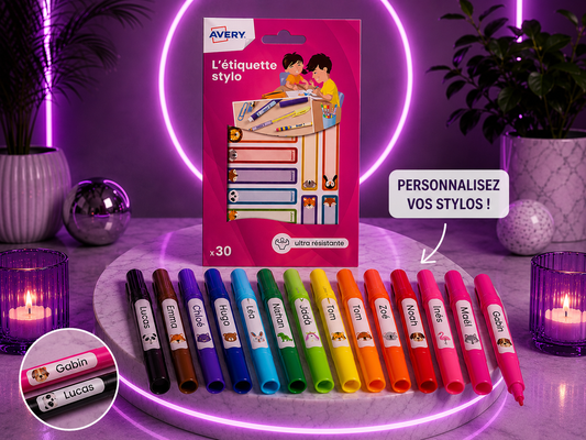 30 étiquettes pour stylo - 50 x 10 mm