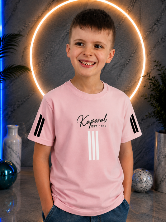 T-shirt garçon - Manches courtes – Col rond – Style sport décontracté