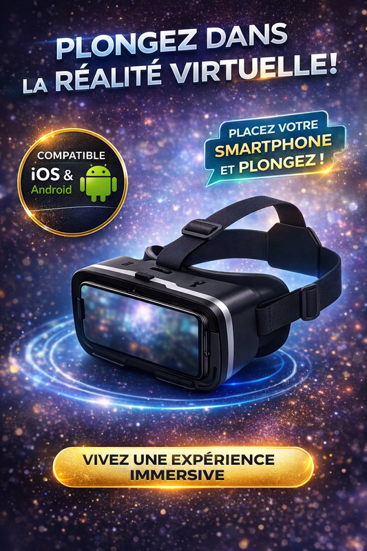 Casque Réalité Virtuelle Compatible avec iPhone & Android (4.7" - 6,53")