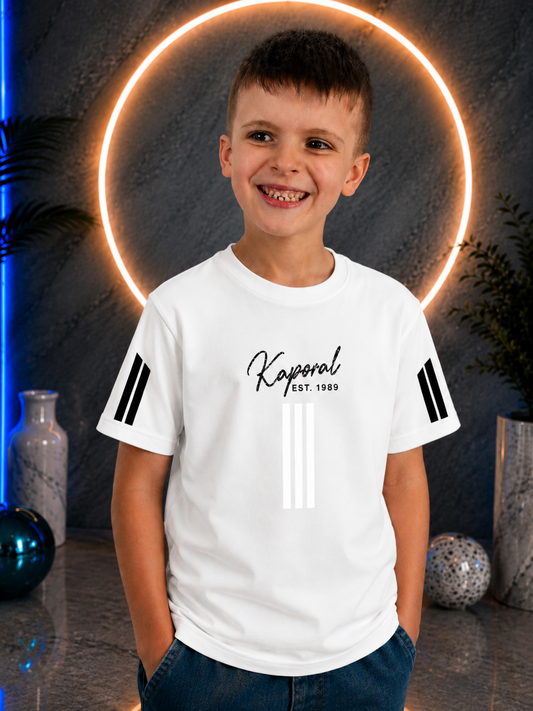 T-shirt garçon - Manches courtes – Col rond – Style sport décontracté