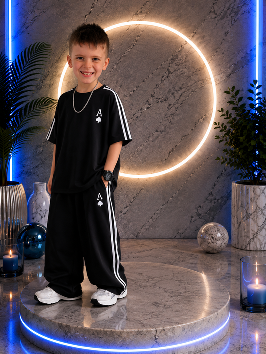 Ensemble T-shirt et Pantalon Noir A Streetwear deux pièces