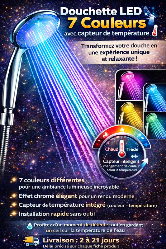 Douchette LED 7 Couleurs – Capteur Température Intelligent