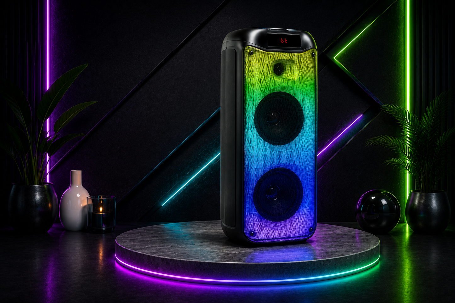 Enceinte Bluetooth Party 200W LED – Son Puissant et Ambiance Festive