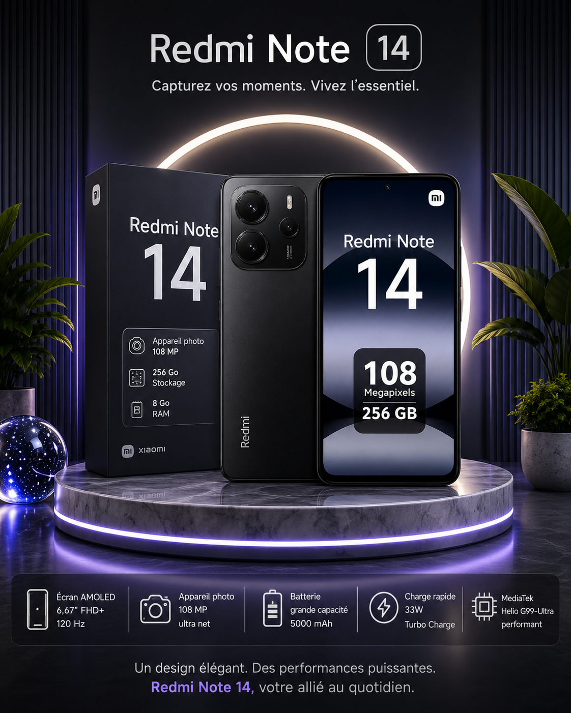 Redmi Note 14 – 256 Go Noir