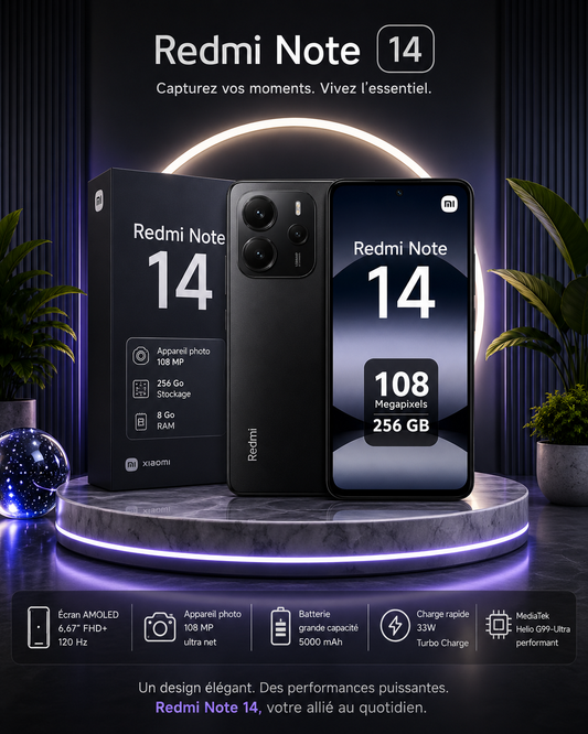 Redmi Note 14 – 256 Go Noir