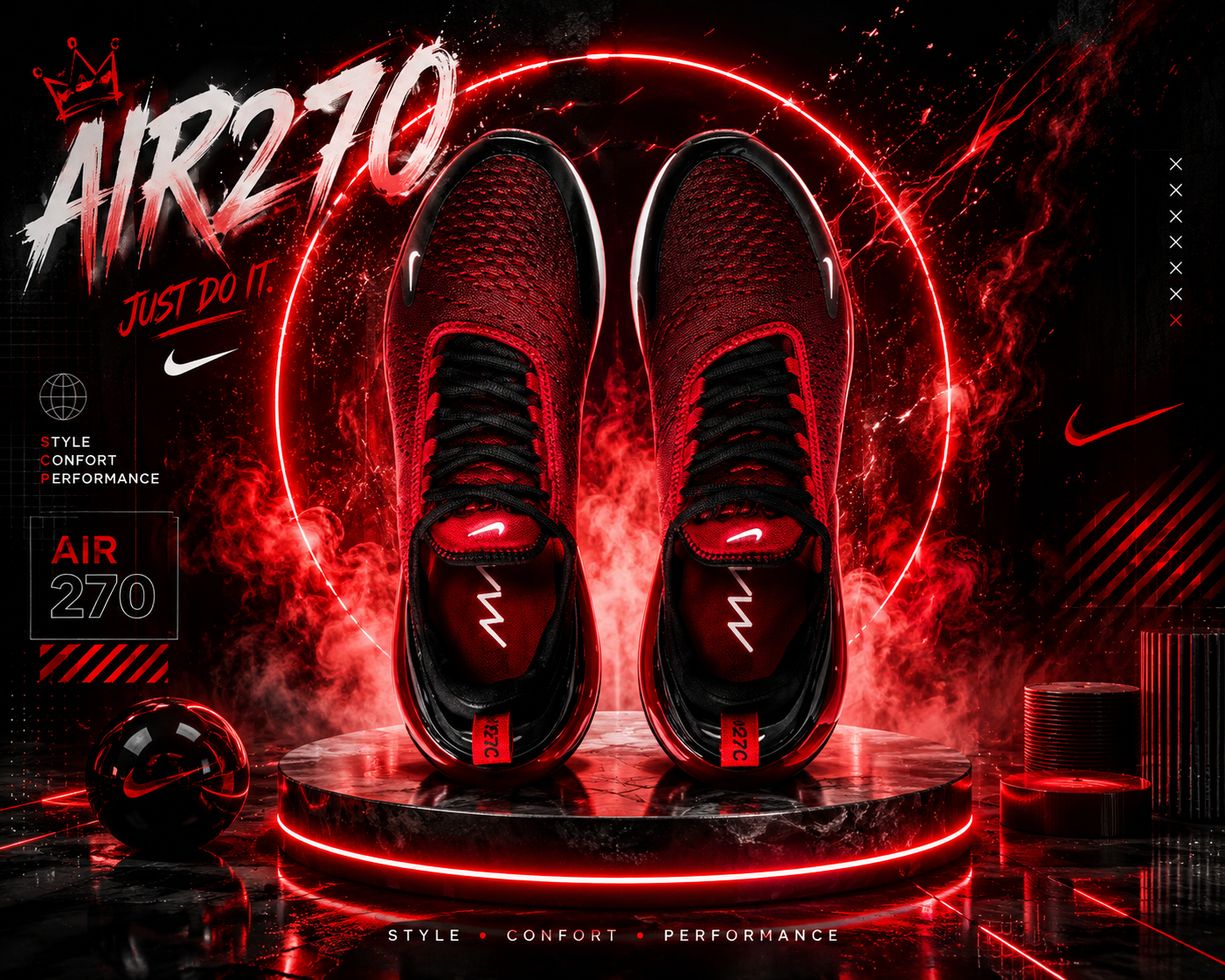 Nike Air 270 Rouge & Noire