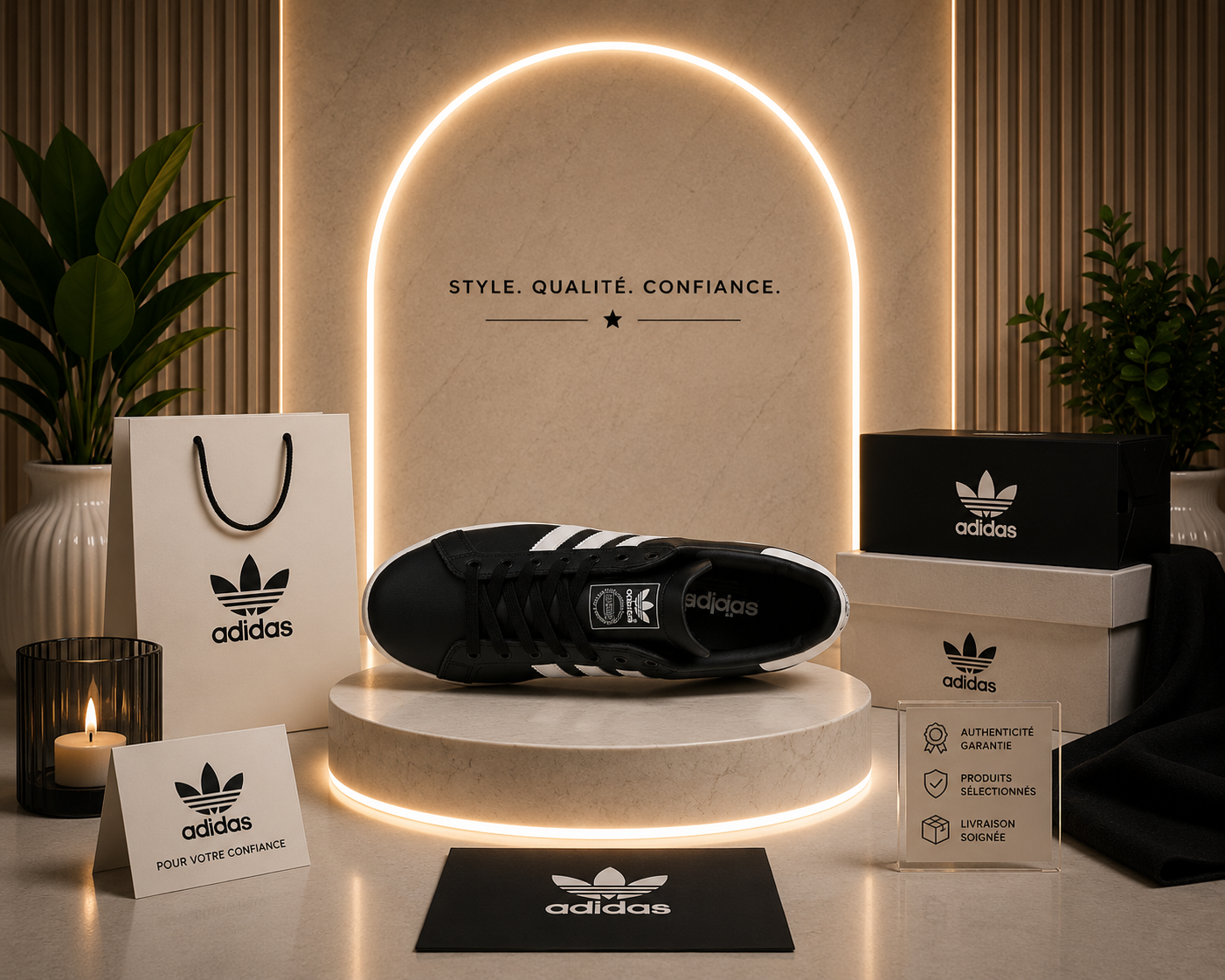 Adidas Court Platform Noir & Blanc