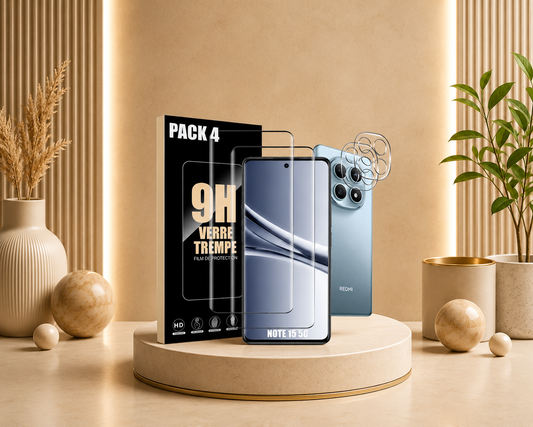 Verre Trempé 9H Redmi Note 15 5G – Pack x4