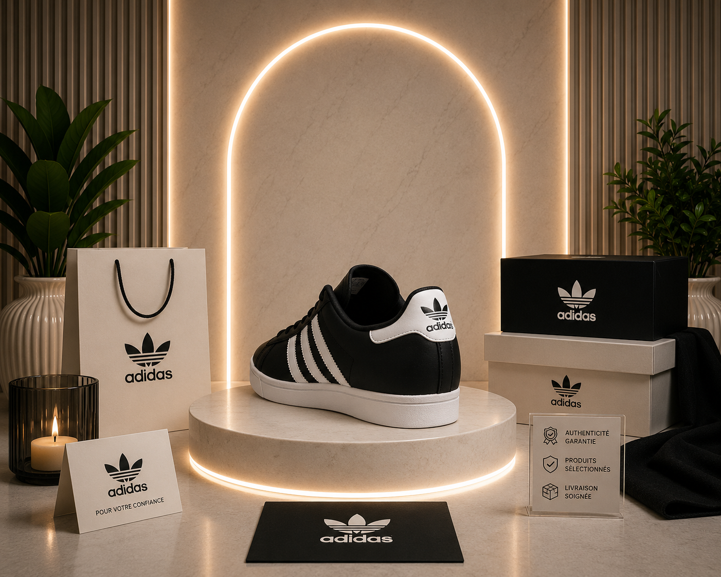Adidas Court Platform Noir & Blanc
