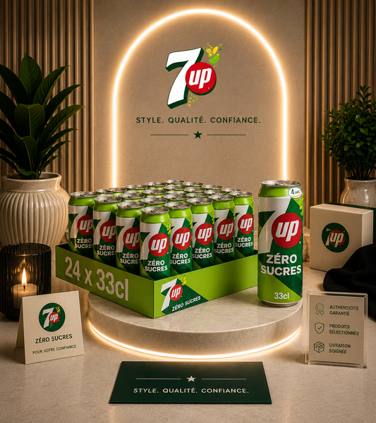 7UP Zéro Sucres – Pack de 24 Canettes 33 cl