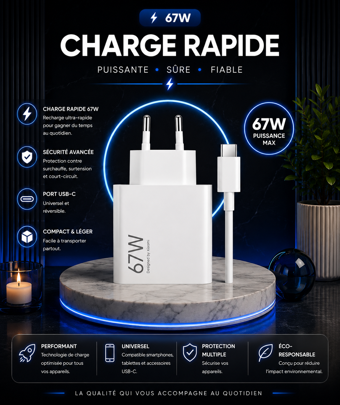 Chargeur Rapide 67W USB-C