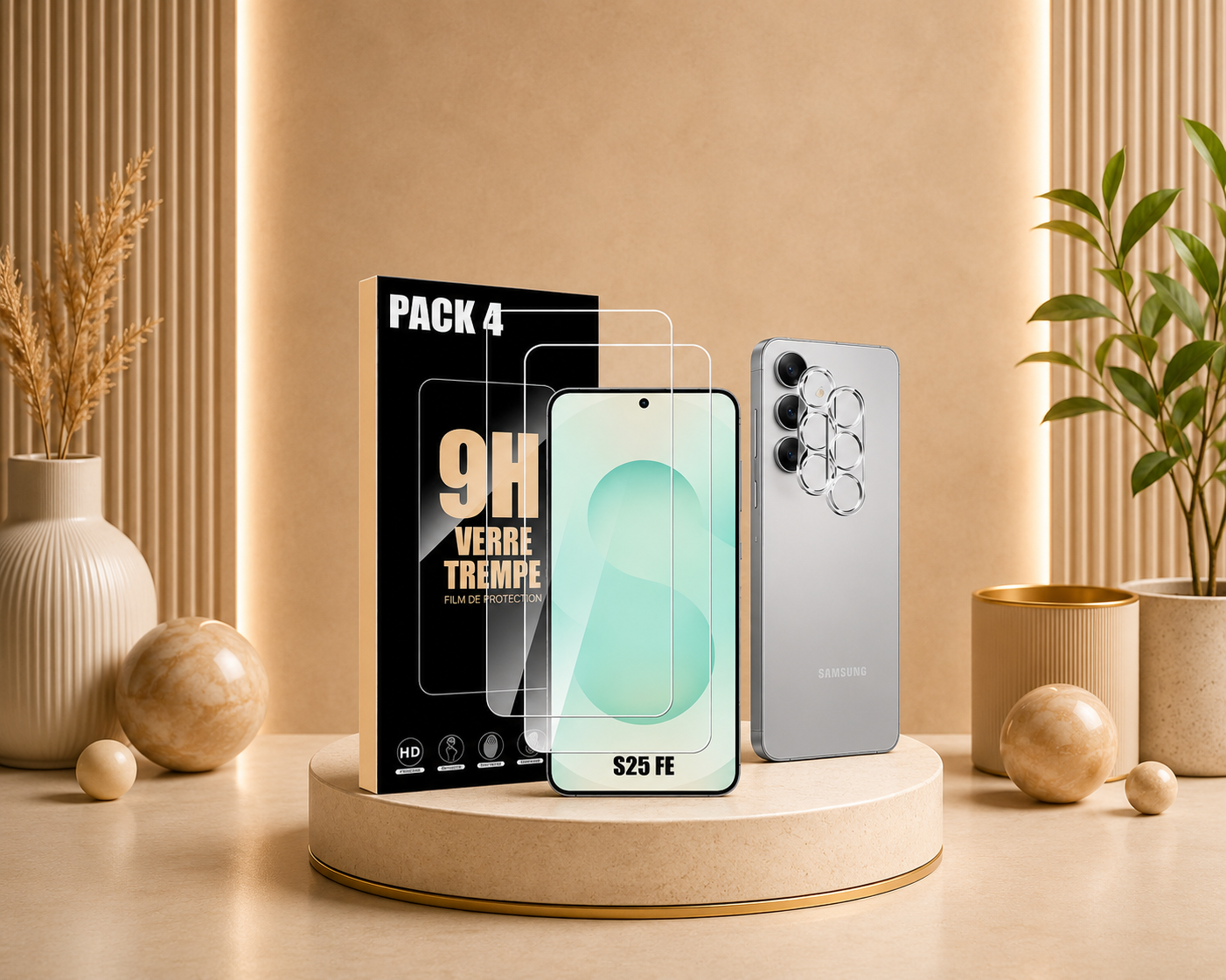 Verre Trempé 9H Samsung S25 FE – Pack x4