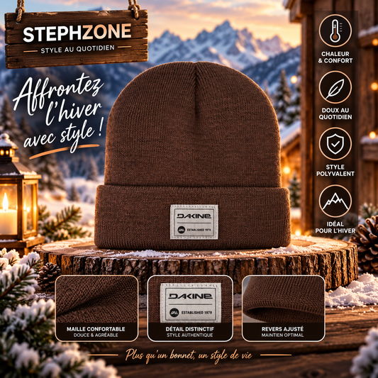 Bonnet Dakine Marron en Maille avec Revers – Style Casual