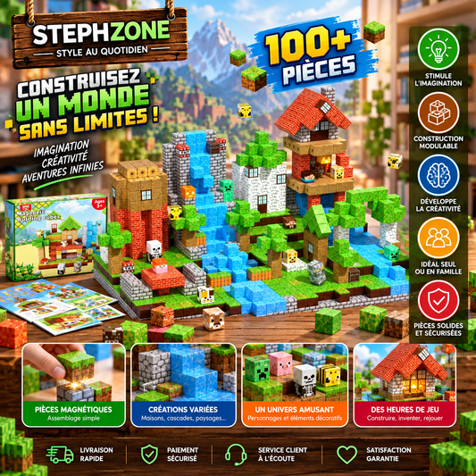 Cubes de Construction Magnétiques 200 Pièces – Jeu Créatif et Modulable
