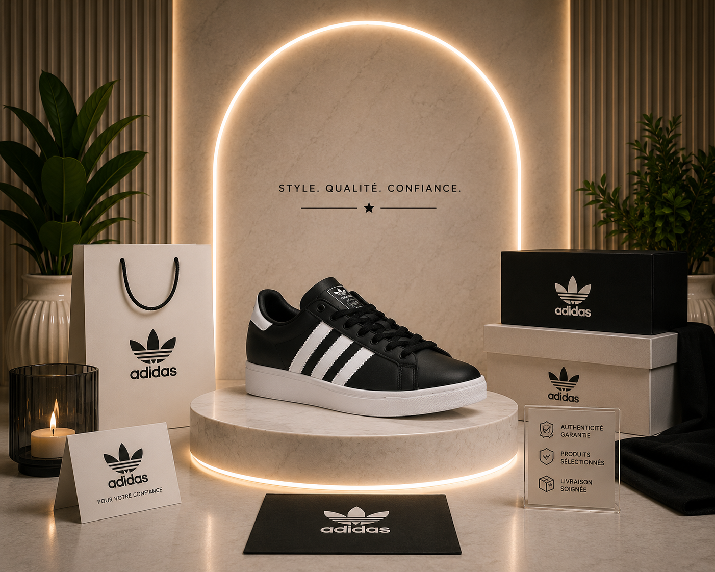 Adidas Court Platform Noir & Blanc