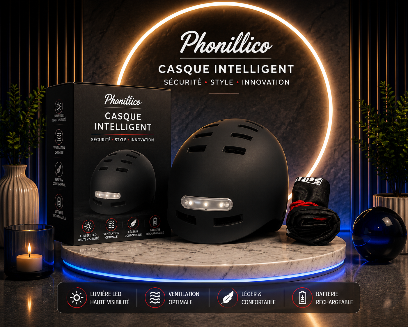 Casque Intelligent LED Rechargeable