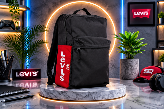 Sac à dos Levi's® noir et rouge – Grand compartiment et poche avant