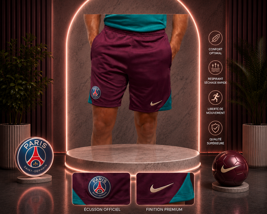 Short PSG x Nike Homme – Bordeaux & Turquoise