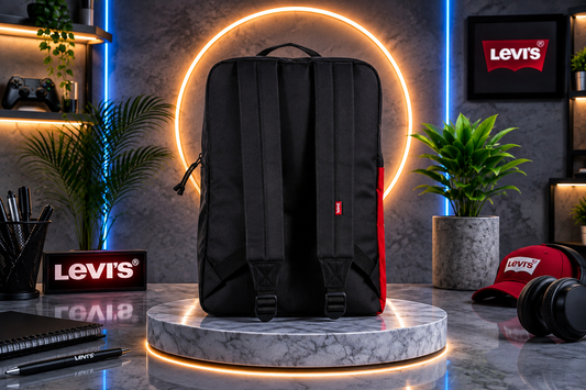 Sac à dos Levi's® noir et rouge – Grand compartiment et poche avant