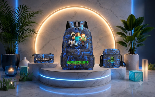 Cartable Minecraft Enfant : Ensemble Scolaire 3 en 1