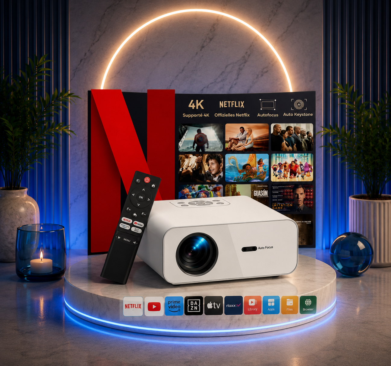 Vidéoprojecteur connecté 4K avec Netflix intégré