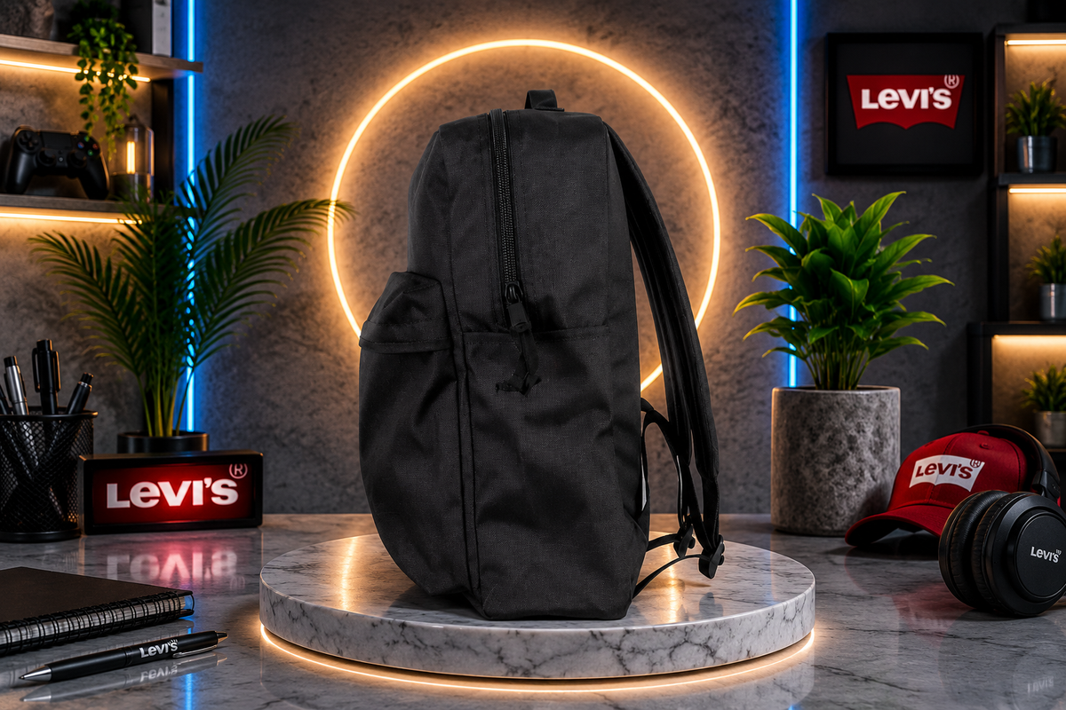 Sac à dos Levi's® noir et rouge – Grand compartiment et poche avant